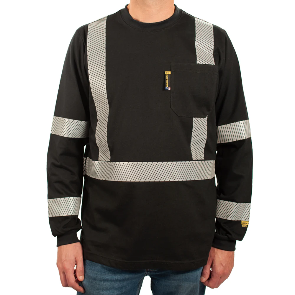 Enhanced Visibility FR Shirt with Silver Striping - X Pattern Back Striping - Image 4