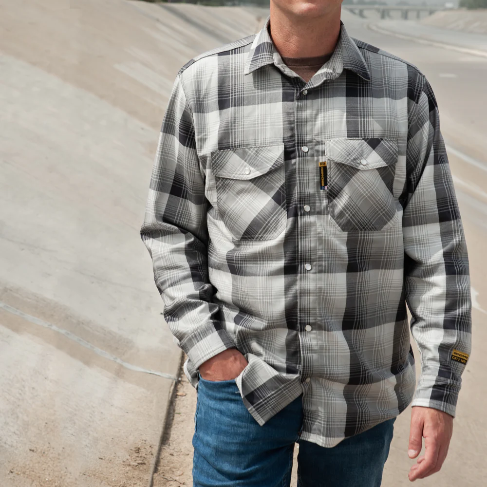 Santana Black and Silver FR Stretch Plaid Shirt - Image 4