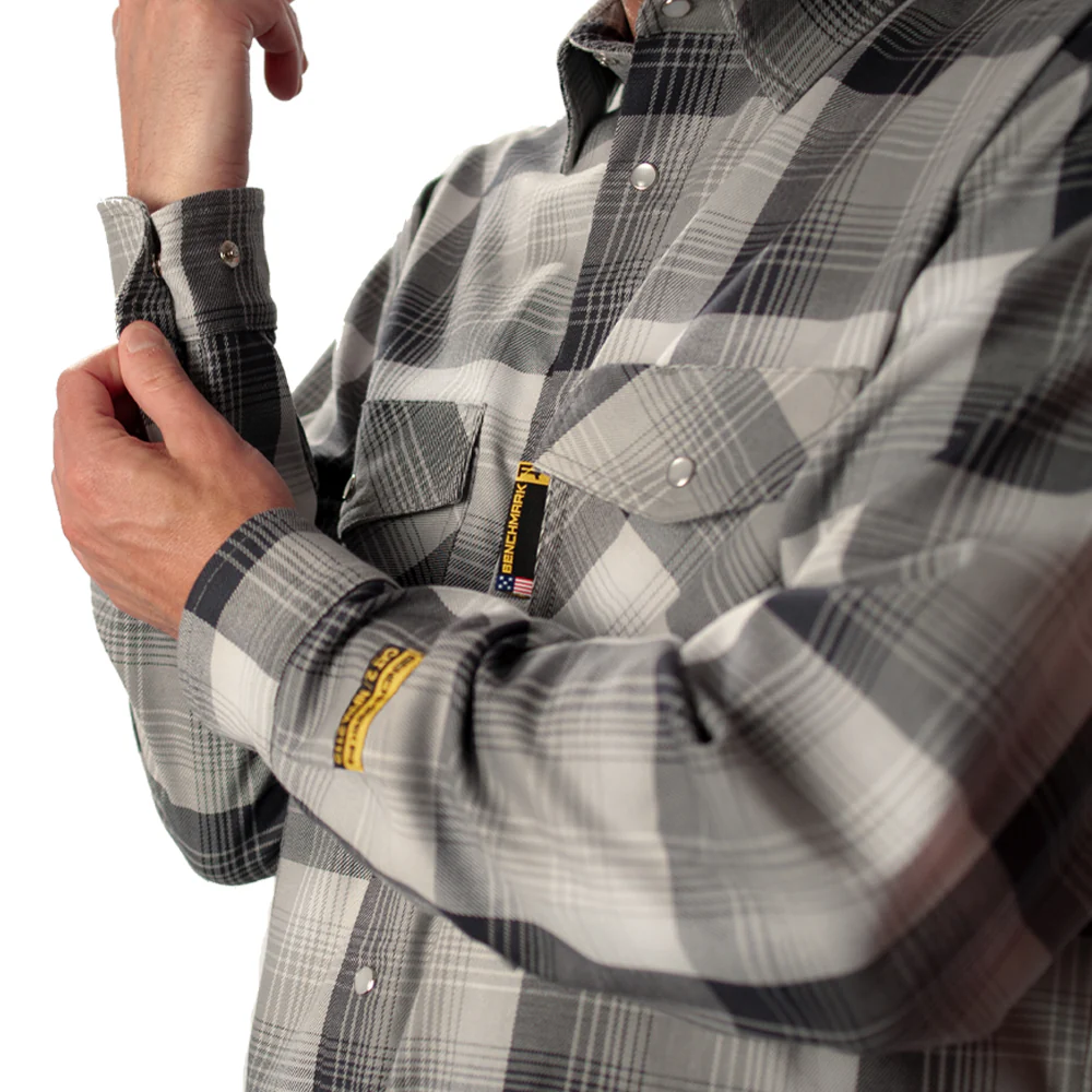 Santana Black and Silver FR Stretch Plaid Shirt - Image 5