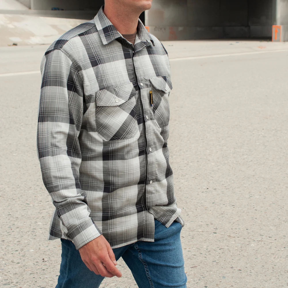Santana Black and Silver FR Stretch Plaid Shirt - Image 7