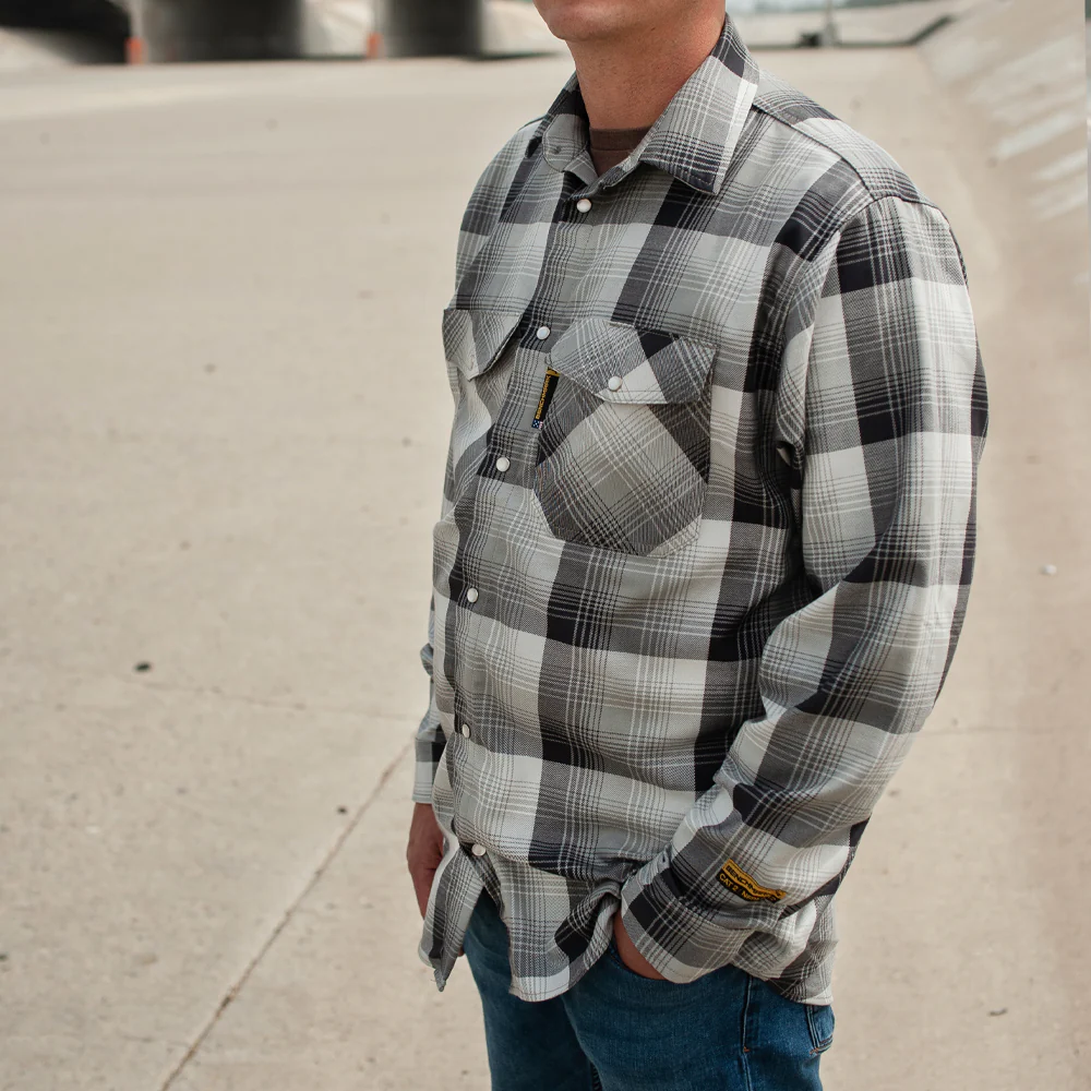Santana Black and Silver FR Stretch Plaid Shirt - Image 9