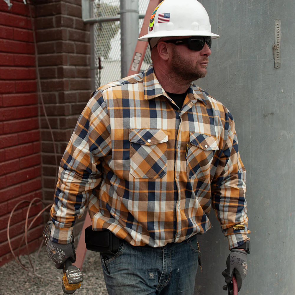 Tailgate Navy Rust FR Stretch Plaid Shirt - Image 4