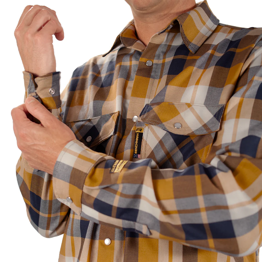 Tailgate Navy Rust FR Stretch Plaid Shirt - Image 6